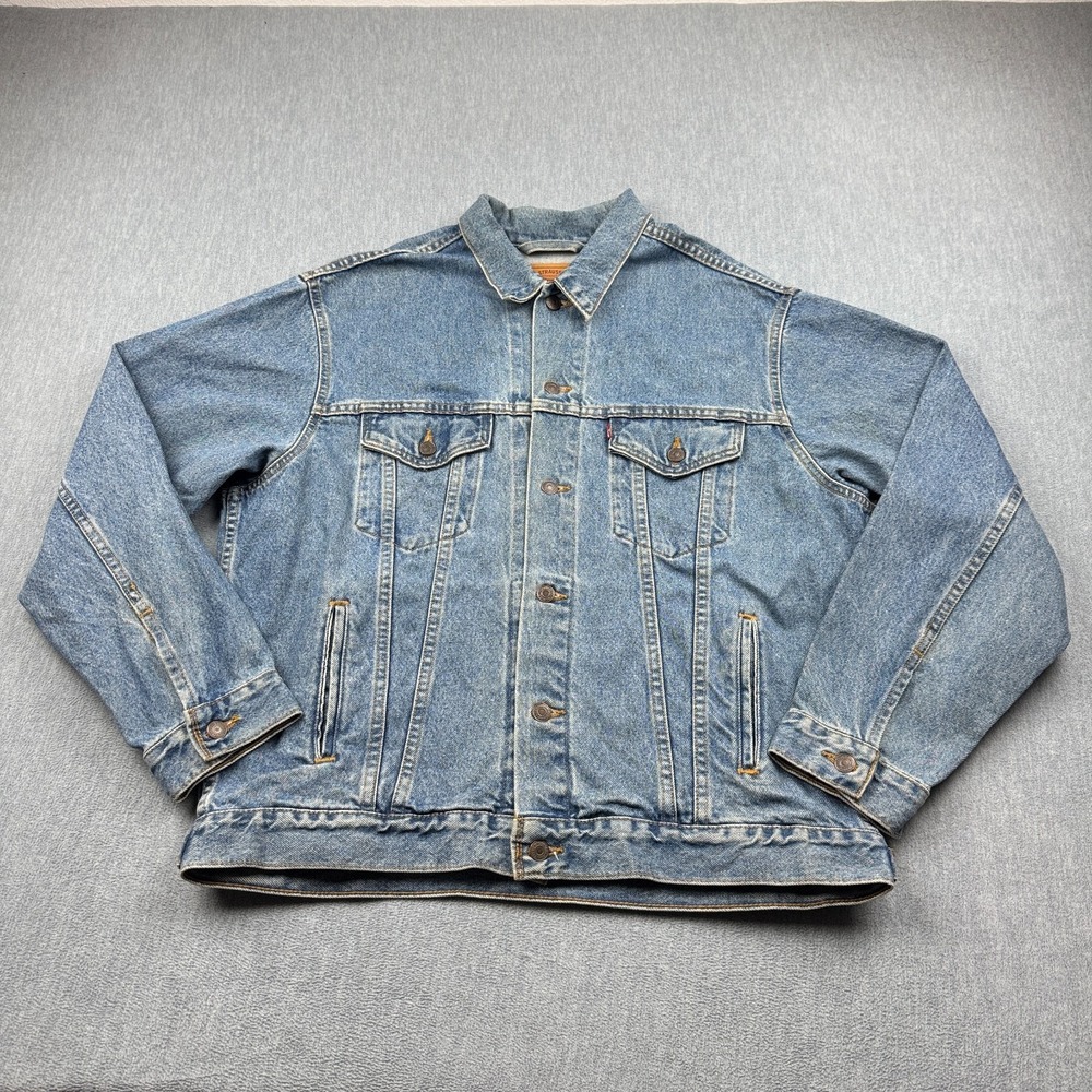 Vintage Levis Jacket Mens Large Blue Denim Trucker Cotton Button 90'S USA Made
